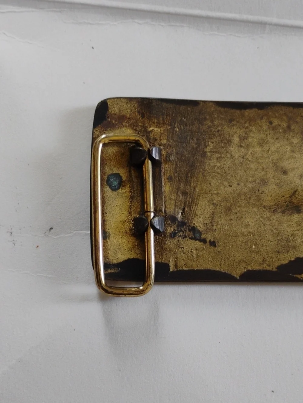 RECTANGULAR BRASS TONED METAL BELT BUCKLE BROY & SON PUMP SERVICE NRMINT COND